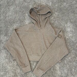 ALO Yoga Tan Ribbed Hoodie Sweater